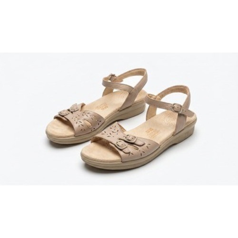 SAS Tripad Comfort Sandals Womens Size 7 N Beige Leather Strappy Wedge‎ USA